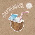 Summer background. Hand drawn illustration on kraft back Royalty Free Stock Photo