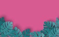 Summer background with paper cut out tropical leaves, exotic floral design for banner, flyer, invitation, poster, web site