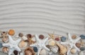 Seashells and starfish border Royalty Free Stock Photo