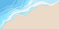 Summer background with Space for text. Blue Sea wave. Vector Flat illustration. Sand and Ocean Water Cartoon Template with Copy Royalty Free Stock Photo