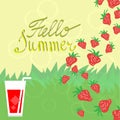 Summer background with strawberries