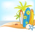 Summer background with surboard Royalty Free Stock Photo