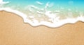 Summer background. Transparent sea wave on the sandy shore. 3D vector. High detailed realistic illustration