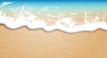 Summer background. Transparent sea wave on the sandy shore. 3D vector. High detailed realistic illustration