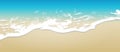 Summer background. Transparent sea wave on the sandy shore. 3D vector. High detailed realistic illustration
