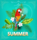 Summer background with tropical plants and flowers. For typographical, banner, poster, party invitation. vector Royalty Free Stock Photo