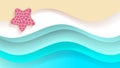 Summer Background, Vector Of The Beach At With Waves, Seaside View Poster Royalty Free Stock Photo
