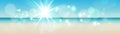 Summer background vector illustration. Blurred summer beach  sun  sky  sea  ocean and sand. Summer landscape .Eps10 Royalty Free Stock Photo