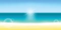 Summer background vector illustration. Blurred summer beach, sun, sky, sea, ocean and sand landscape for background and wallpaper Royalty Free Stock Photo