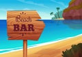 Summer background with wooden signboard on the beach Royalty Free Stock Photo