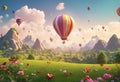 Summer banner with air balloons stock illustrationBackgrounds Three Dimensional Cloud Sky Fun