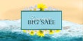 Summer banner. Background design of realistic ocean coast. Big summer sale. Special offer. Promotion of shares. Horizontal poster Royalty Free Stock Photo