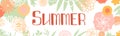 Summer banner. Flowers. Doodle vector hand drawn sketch floral collection. Chamomile, rose, sunflower, lotus, lily and gerbera. Royalty Free Stock Photo