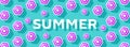 Summer banner layout template design with sun umbrella beach accessory. Vector Illustration Royalty Free Stock Photo