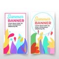 Summer Banner with leaves colorfull Vector illustration for banner, poster, cover design and background.