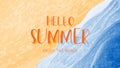 Summer banner or poster with sea wave and beach in watercolor style