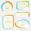 Summer banner set logo, sticker, speech bubble with flower