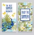 Summer banners with beautiful peacock