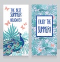 Summer banners with beautiful peacock