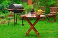 Summer Barbecue Family Party Scene With Grill On Backyard Gard Royalty Free Stock Photo