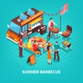 Summer Barbecue Isometric Illustration