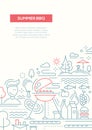 Summer barbecue and picnic line design poster