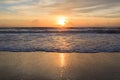 Summer on the beach background, beautiful sunrise dramatic sky Royalty Free Stock Photo