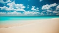 Summer beach background. White sand, turquoise sea and blue sky, neural network generated art Royalty Free Stock Photo