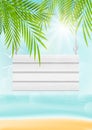 Summer beach background with wooden signboard Royalty Free Stock Photo