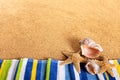 Summer beach background border starfish sand copy space Royalty Free Stock Photo