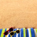 Summer beach border sunglasses background square format Royalty Free Stock Photo