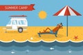 Summer Beach Camping Postcard With Lounging Guy