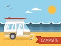 Summer Beach Caravan Trailer Camping Landscape Royalty Free Stock Photo