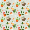 Summer beach cocktails seamless pattern