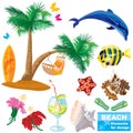 Summer beach elements set Royalty Free Stock Photo
