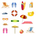 Summer beach elements set Royalty Free Stock Photo