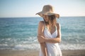 Summer beach fashion woman enjoying summer and sun.Concept of summer feeling,happiness Royalty Free Stock Photo