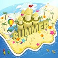 Summer beach flat 3d isometric infographic Royalty Free Stock Photo