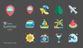 Summer beach flat design icon set Royalty Free Stock Photo