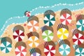 Summer beach in flat design, sea side and beach items Royalty Free Stock Photo