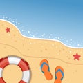 Summer Beach with Flip Flops & Lifebuoy Royalty Free Stock Photo