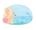 Summer beach girl Royalty Free Stock Photo