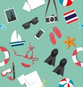 Summer beach holiday accessories collage pattern