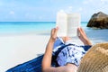 Summer Beach Holiday Woman reading a book on the beach in free time Royalty Free Stock Photo