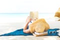 Summer Beach Holiday Woman reading a book on the beach in free time Royalty Free Stock Photo