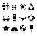 Summer beach holidays icons set Royalty Free Stock Photo