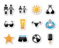 Summer beach holidays icons set Royalty Free Stock Photo