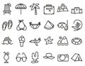 Summer beach icons set in line thin and simply style. Pictogram Royalty Free Stock Photo