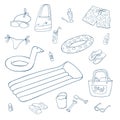 Summer and beach items. Set of vector illustrations