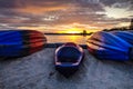 Summer Beach Kayak Sunrise Background Royalty Free Stock Photo